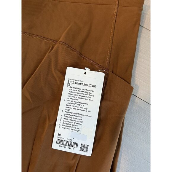Lululemon Women's Swift Speed High Rise 28" Tight Copper Brown COPB Sz 20 NWT - Picture 7 of 7